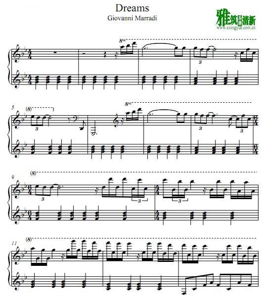 乔瓦尼 梦钢琴谱 Giovanni Marradi - Dreams钢琴谱