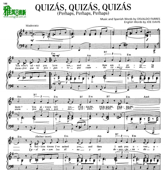 quizas quizas quizas 伴奏钢琴谱