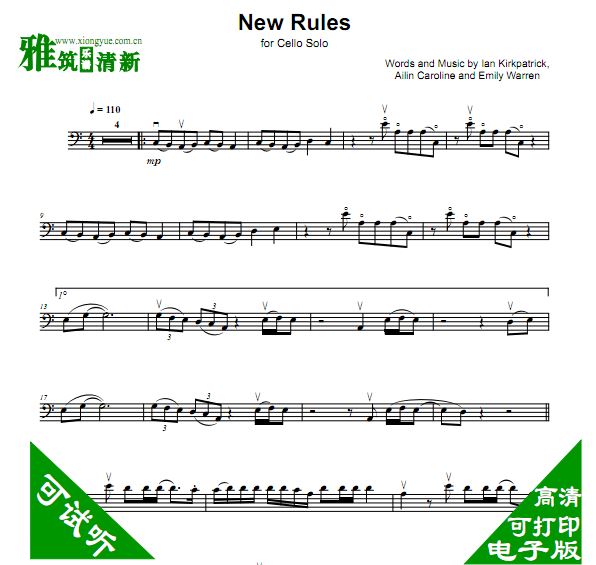 GNUS CELLO - New Rules 独奏大提琴谱