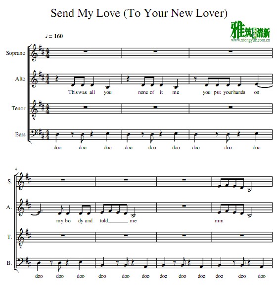 Send My Love阿卡贝拉谱