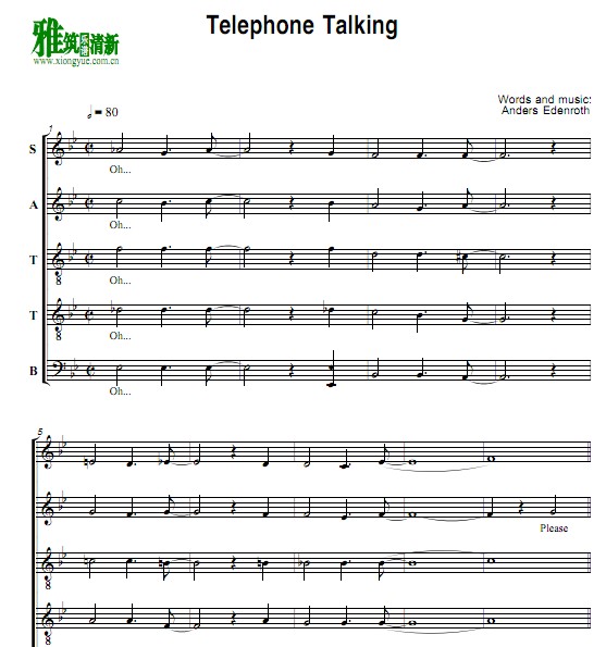 真实之声 Telephone Talking 阿卡贝拉谱