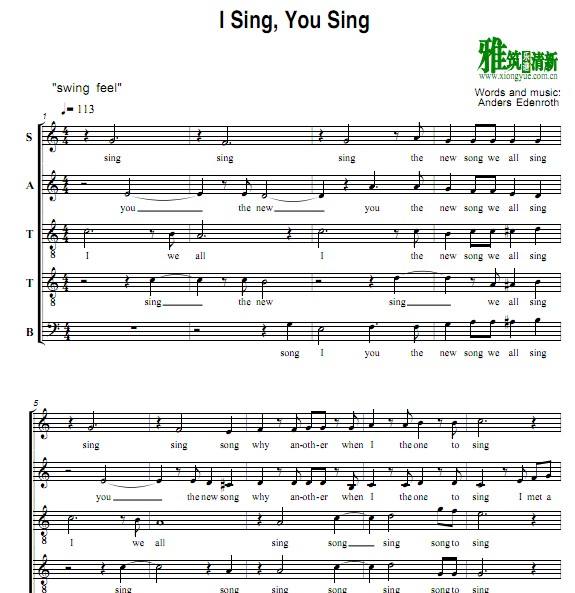 真实之声 I Sing You Sing 阿卡贝拉合唱谱