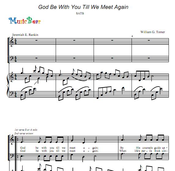 God Be With You Till We Meet Again四声部合唱钢琴伴奏谱