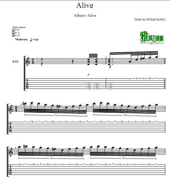 Michael Kobrin - Alive指弹吉他谱