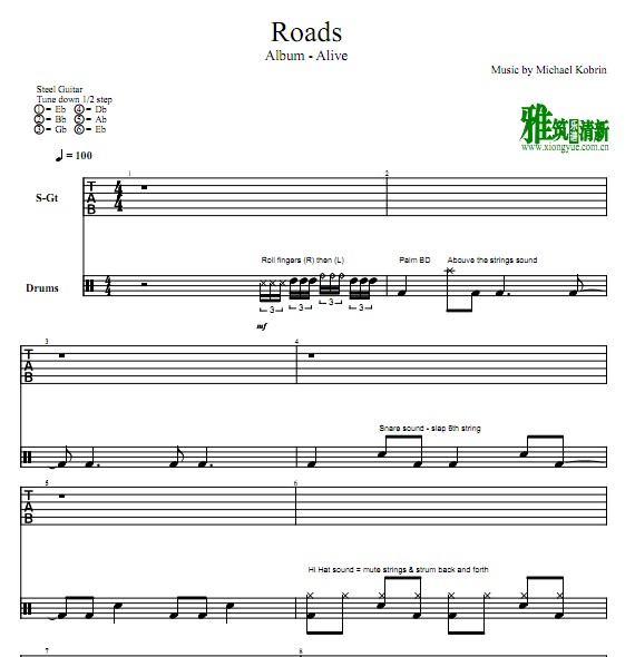 Michael Kobrin - Roads指弹吉他谱