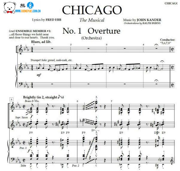 音乐剧 芝加哥Chicago 声乐钢伴谱 原版正谱