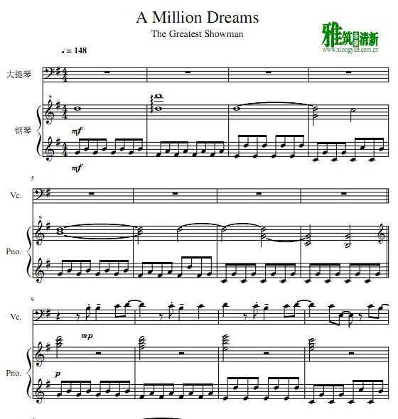 A Million Dreams 大提琴钢琴谱