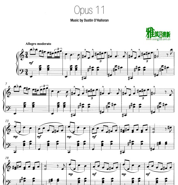 Dustin O'Halloran  opus11钢琴谱