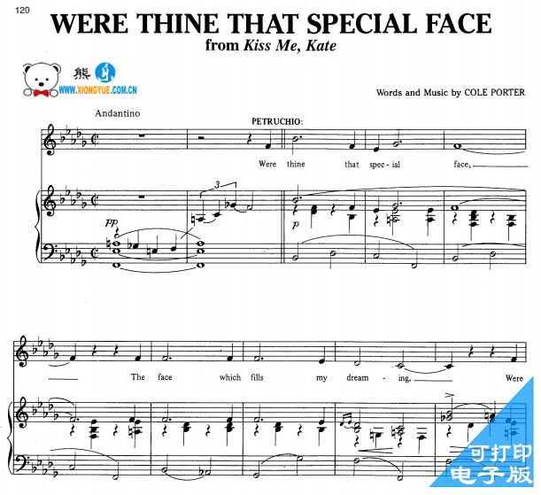 你那别致的面容 Were Thine That Special Face钢琴伴奏谱