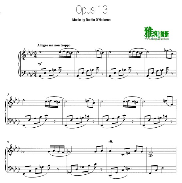 Dustin O'Halloran - Opus 13钢琴谱