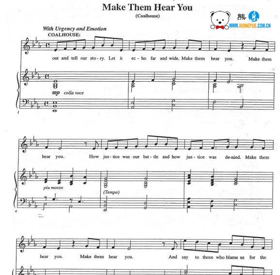Make Them Hear You钢琴伴奏谱