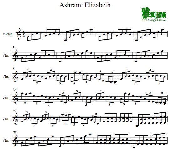 Ashram Elizabeth小提琴谱