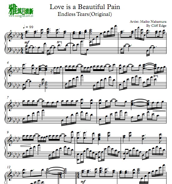 Love is a Beautiful Pain - Endless Tears钢琴谱