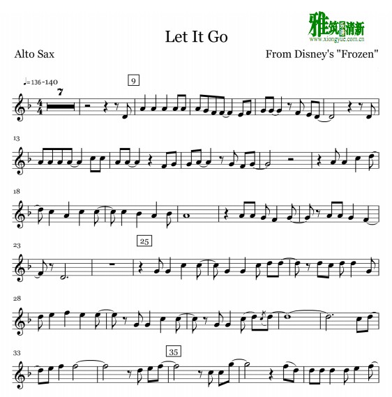 Let It Go降E萨克斯谱