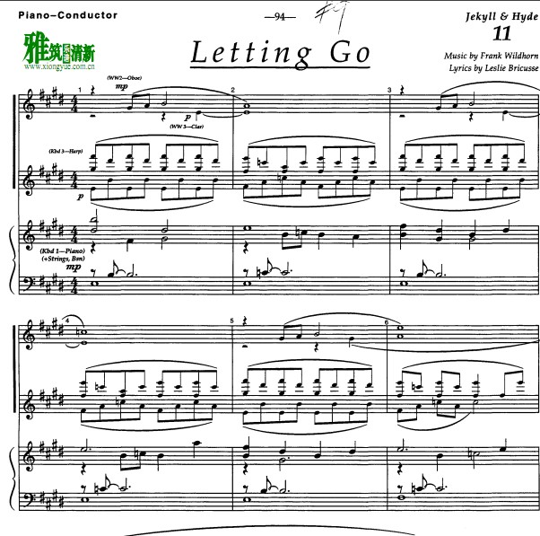 变身怪医Letting go 钢琴伴奏谱