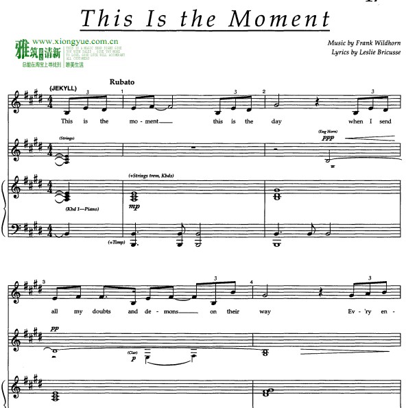 变身怪医This is the Moment 声乐钢琴伴奏谱