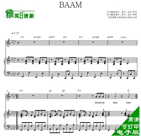 MOMOLAND - BAAM 伴奏钢琴谱