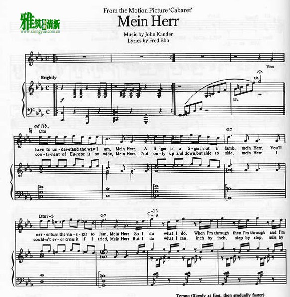 Cabaret - Mein Herr钢琴谱