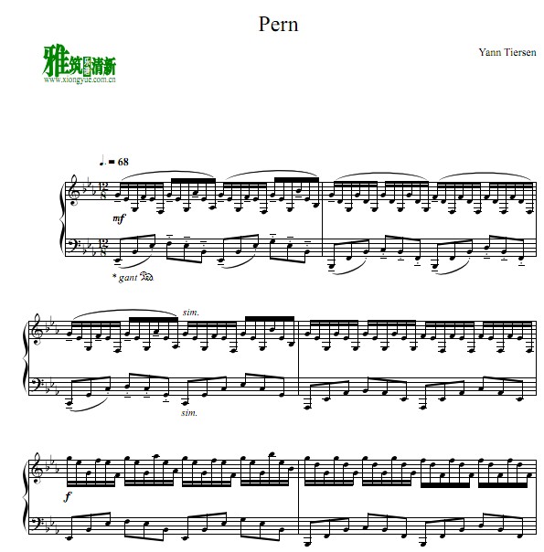 Yann Tiersen - Pern钢琴谱