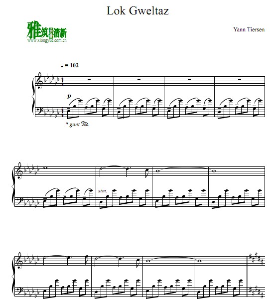 Yann Tiersen - Lok  Gweltaz钢琴谱