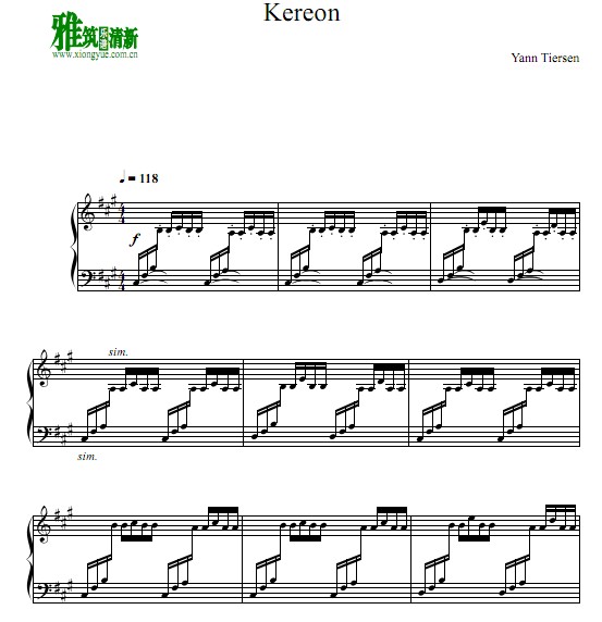 Yann Tiersen - Kereon钢琴谱
