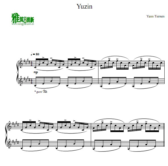 Yann Tiersen - Yuzin钢琴谱