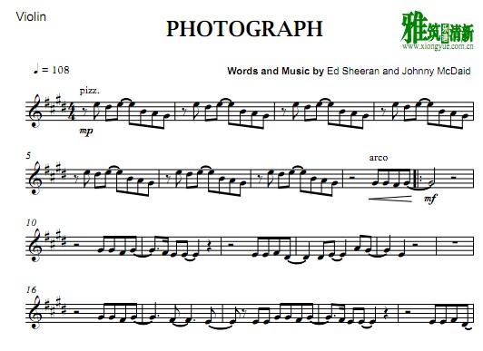 Ed Sheeran - Photograph小提琴谱