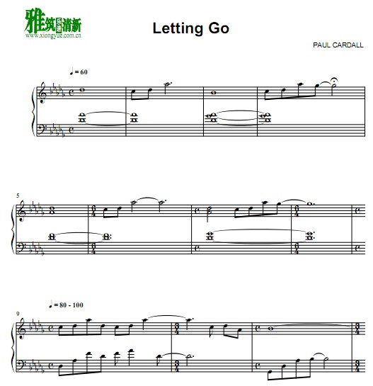PAUL CARDALL - letting go钢琴谱