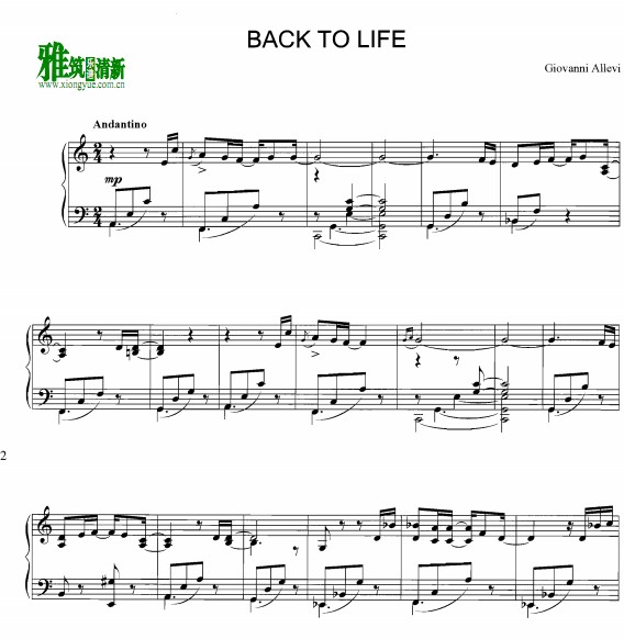 Giovanni Allevi - Back to Life钢琴谱