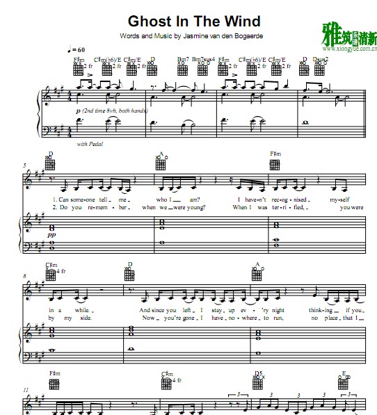 BIRDY - Ghost in the Wind钢琴伴奏谱