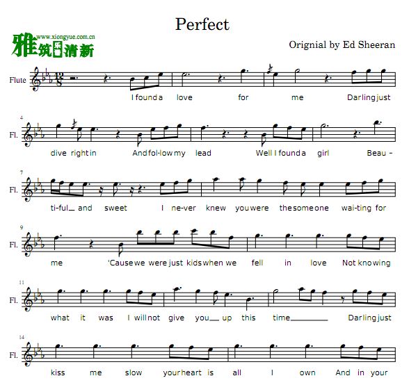 Perfect 长笛谱 - Ed Sheeran