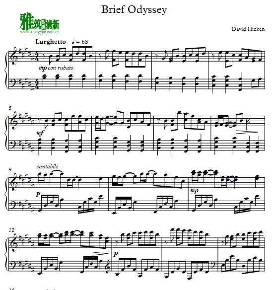 David Hicken - Brief Odyssey钢琴谱