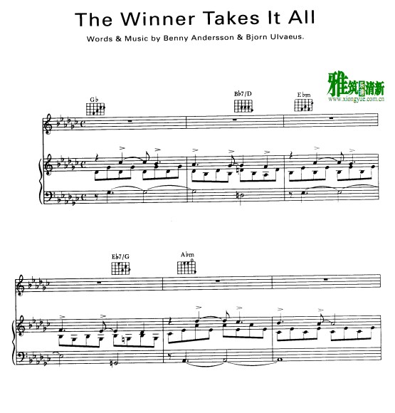 ABBA - The winner takes it all钢琴谱