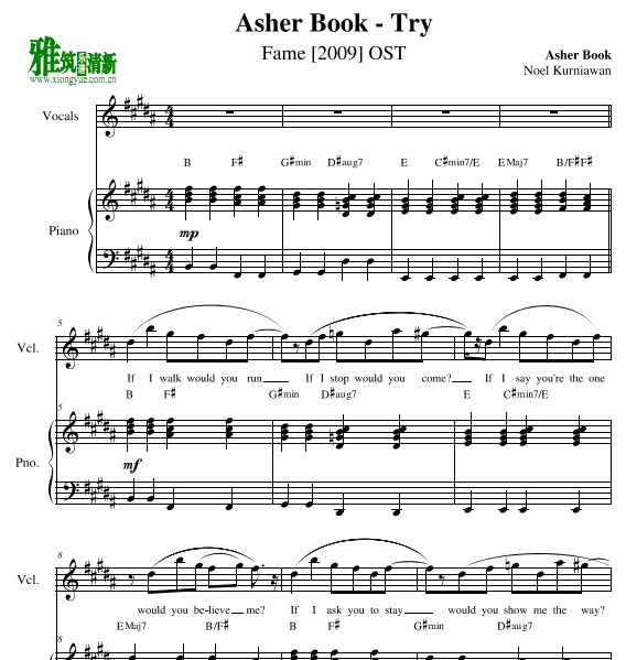 Ashe Book -Try钢琴伴奏谱