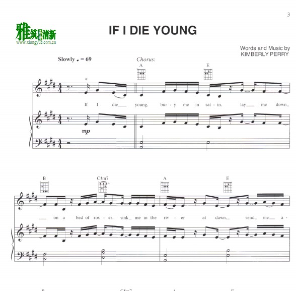 The Band Perry - If I Die Young钢琴伴奏谱