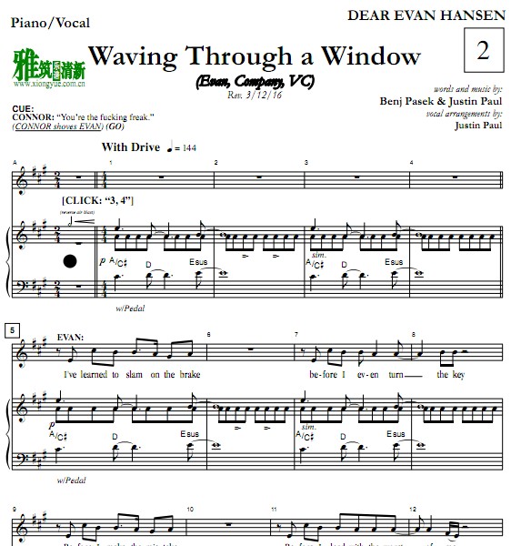 DEAR EVAN HANSEN - Waving Through A Windowٰ 