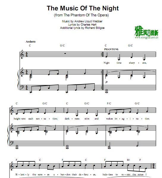 C调The music of the night 钢琴谱
