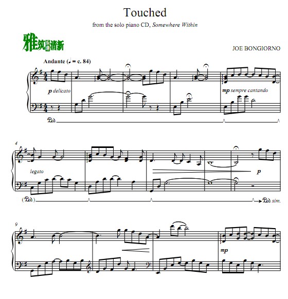 Joe Bongiorno -  Touched钢琴谱