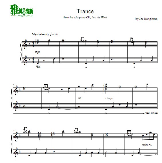 Joe Bongiorno - Trance钢琴谱