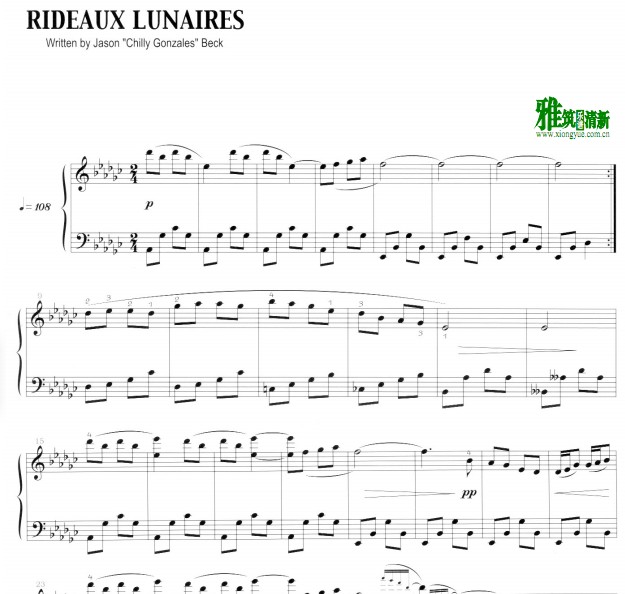 Chilly Gonzales - Rideaux Lunaires钢琴谱