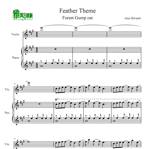 阿甘正传Feather Theme小提琴钢琴伴奏谱