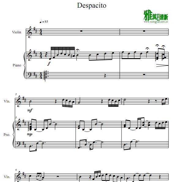 despacito 小提琴钢琴伴奏谱