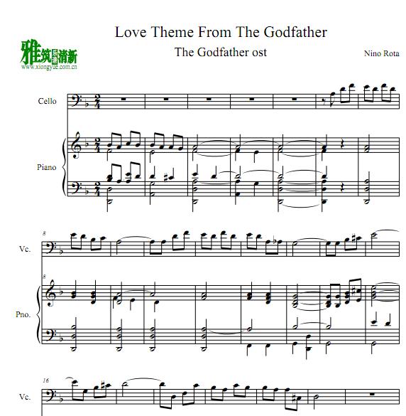 教父 Love Theme 大提琴钢琴伴奏谱