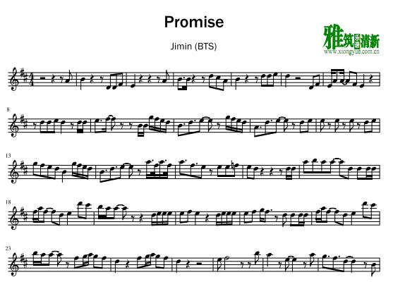 BTS Jimin - Promise小提琴谱