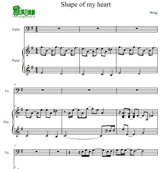 这个杀手不太冷Shape Of My Heart大提琴钢琴谱