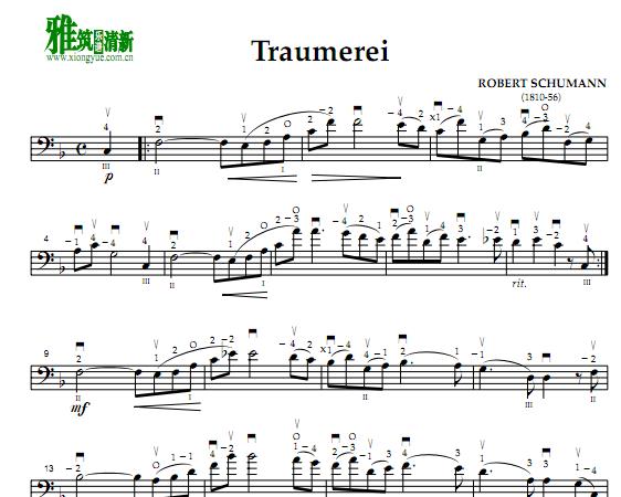 舒曼 梦幻曲大提琴二重奏谱 Traumerei