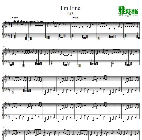 BTS - I'm Fine 钢琴谱