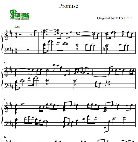BTS JIMIN - Promise钢琴谱