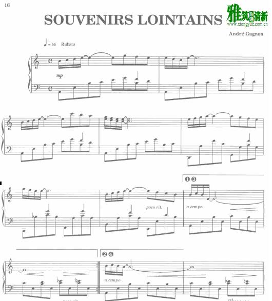 Andre Gagnon安德列加侬 - Souvenir lointains钢琴谱