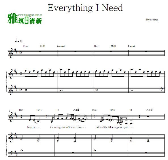 Everything I Need 钢琴谱